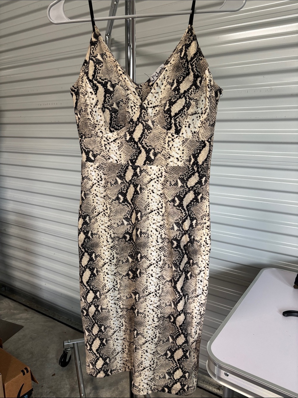 J for Justify Snake Print Slip Dress in Beige and Black